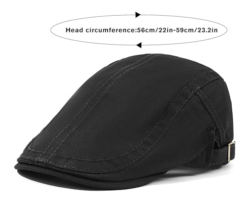 Initlove Mens Newsboy Cap Cotton Ivy Hat Beret Hats for Driving - color: Black