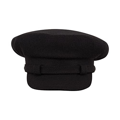 Sterkowski Maciejwka Model 2 Fisherman Wool Fiddler Cap for Men and Women, Warm Captain Cap - color: Black, size: 7 3/4