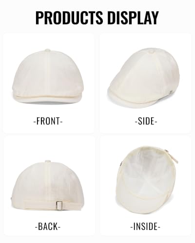 CLAPE Lightweight Breathable Flat Hat, Water-Resistant Newsboy Cap - color: Nb2609-cream