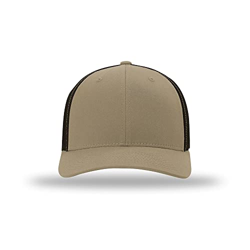 Richardson 110 Trucker R-Flex Baseball Cap| Fitted Mesh Back Hat - color: Khaki/Coffee, size: Small-Medium