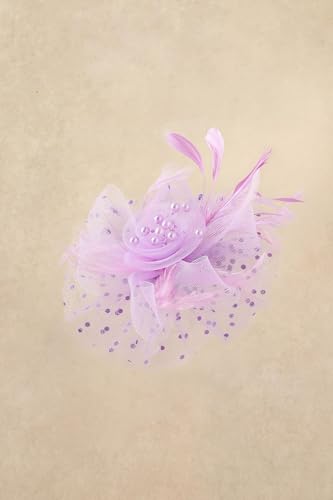 BABEYOND Fascinators Hats for Women Tea Party Flower Tulle Bead Derby Hat - color: Light Purple