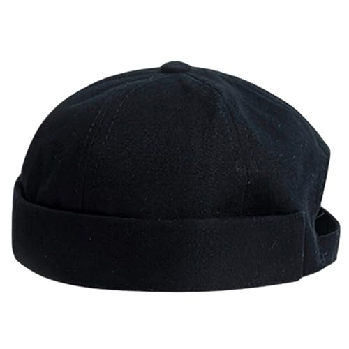 Adjustable Unisex Hip-Hop Docker Hat Dome Brimless Hats - color: Black