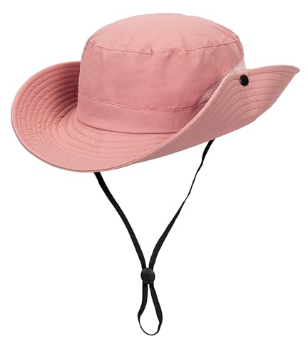 Women's Outdoor-UV-Protection-Foldable-Sun-Hats-Wide-Brim Hat Ponytail-Hole - color: Pure Pink