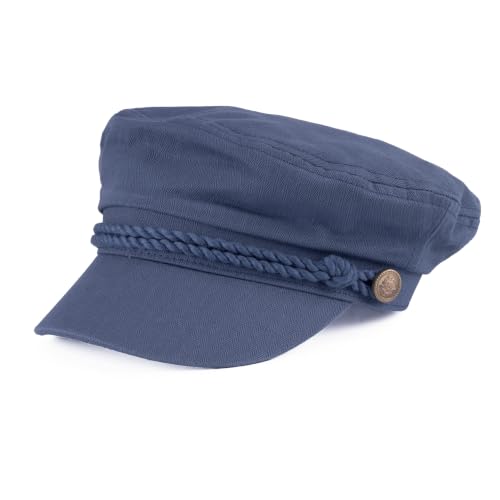 C.C Cotton Fisherman Cap for Women – Classic Fiddler Hat, Lightweight Breathable Cotton, Trendy Greek Fisherman Style - color: Cotton-navy