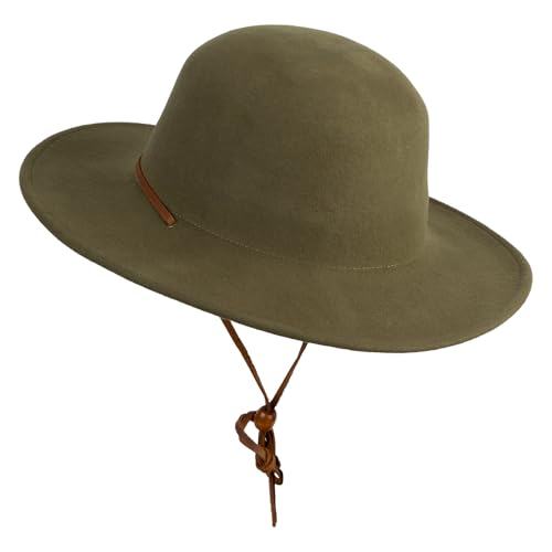 Jeanne Simmons Round Crown Wool Felt Hat - color: Olive, size: Medium