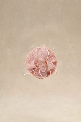 BABEYOND Fascinators Hats for Women Pillbox Kentucky Hat with Feather Veil - color: Nude Pink