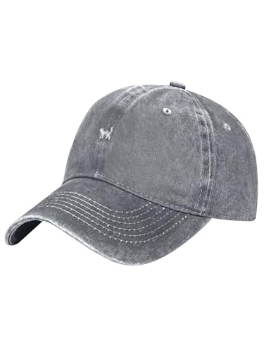 Minimalist Animal Doodles Hat Vintage Washed Cotton Baseball Cap for Men Women Adjustable Dad Hat Casual Outdoor Sun Hat - color: Gray