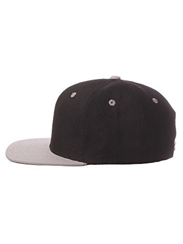 Original Team Coach Snapback Hat Classic Layered Arched Letters Flat Bill Cap - color: Black Grey Hat White Black Letters