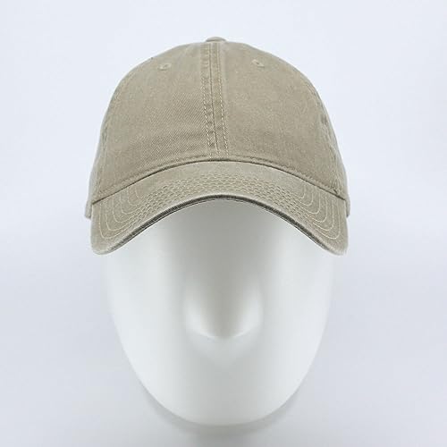 Plain Washed Cotton Adjustable 6 Panel Dad Hat Baseball Cap - color: Khaki