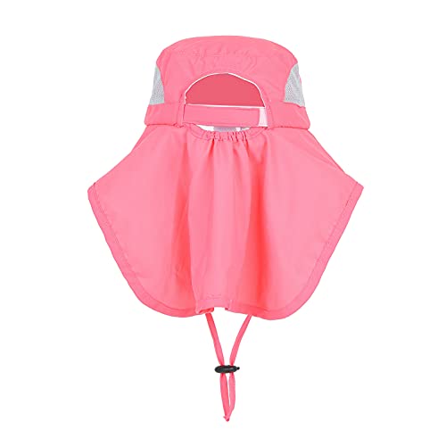 Kids Sun Hats UPF 50+ Sun Protection Hat for Kids with Neck Flap Adjustable Large Brim Beach Fishing Hat for Age 3-12 - color: Red