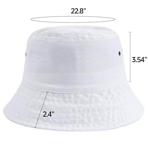 Everyday Bucket Hat – Unisex Lightweight Trendy Cotton Hot Summer Fun Outdoor Vacation Boonie for Men and Women Denim - color: White