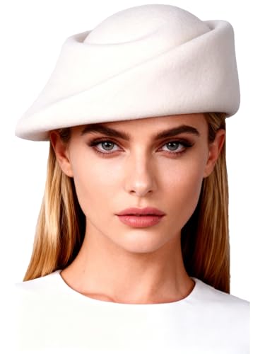 Small Top Hats for Women Elegant Winter Vintage Beret Wool Felt Fedoras Ladies Luxury Wedding and Church Cap Female - color: White