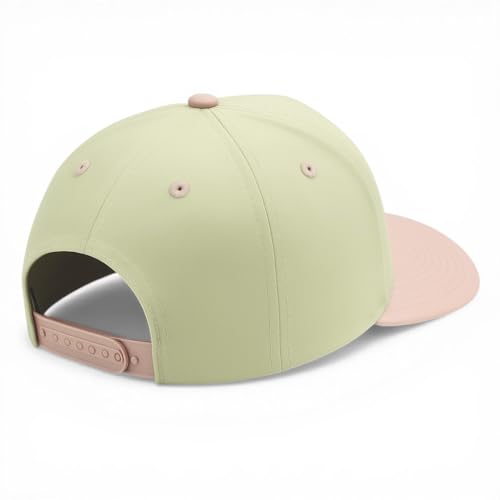 Trendy Apparel Shop San Jose Upside Down Embroidered 5 Panel Two Tone Vintage Ball Cap - color: Natural Pink