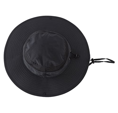 Connectyle UPF 50+ Wide Brim Sun Hat for Men Breathable Cowboy Boonie Hats Outdoor Bucket Hat for Fishing Hiking Safari - color: Black