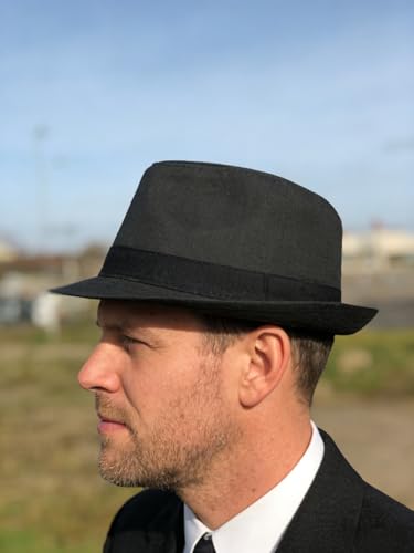 2 Pack Short Brim Fedora Hats for Men Women 1920s Unisex Party Costume Hats - color: Black+white, size: 7 1/2-7 5/8