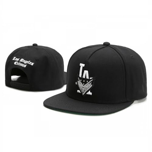 Bandana Embroidered Snapback Cap, Black, Adjustable Fit