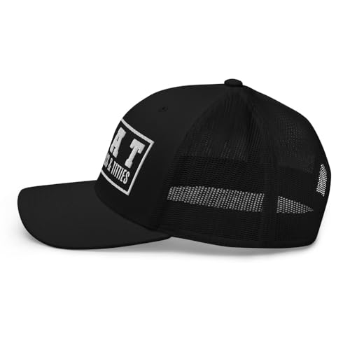 NG Boat Bring Out Ass and Titties Curved Bill Trucker Hat Mid Crown Adjustable Funny Adult Humor Cap - color: Black