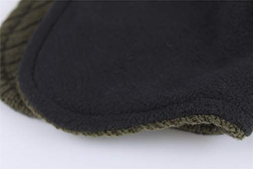 Connectyle Men's Knit Winter Hat with Ear Flaps Fleece Lined Beanie Warm Knitted Skull Cap Beanies Watch Hat - color: Army Green