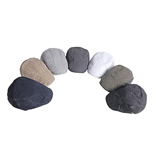 FASHIXD Mens Mesh Flat Caps Light Summer Beret Hat Breathable Newsboy Ivy Cap Cabbie Adjustable - color: White