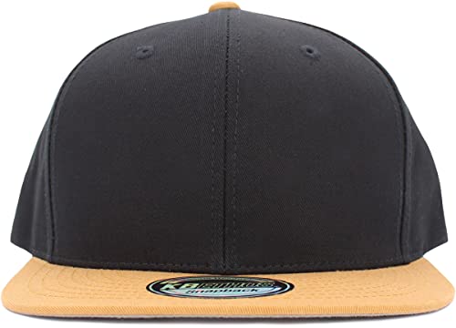 KBETHOS Classic Snapback Hat Blank Cap Underbrim Cotton Wool Blend Flat Visor Adjustable Unisex - color: Black Wheat
