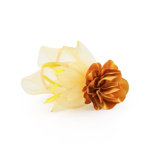 Fascinators Hat for Girls and Women Tea Party Flower Mesh Feather Kentucky Headwear with Headband and Clip - color: Gold