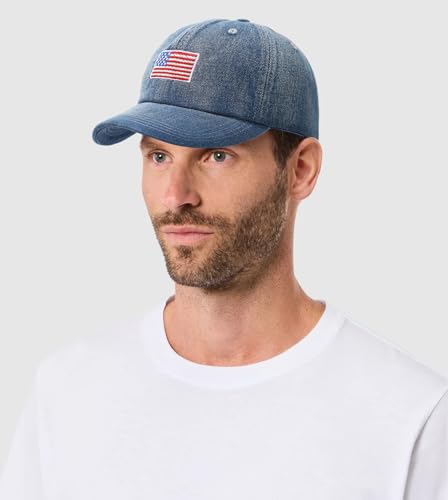 XYIYI Vintage Washed Distressed Baseball Cap Adjustable Cotton Dad Hat for Women Men - color: Dark Blue American Flag
