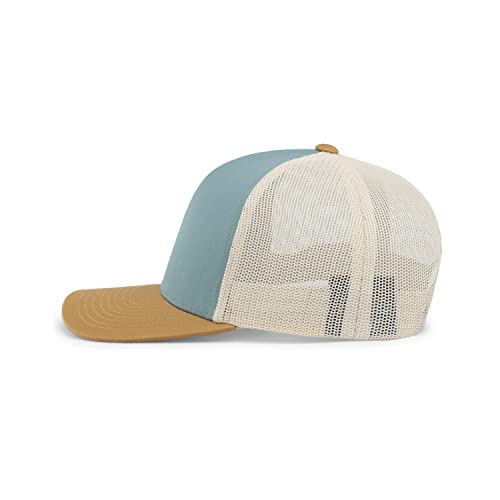 Pacific Headwear Snapback Trucker: Stylish Unisex Cap for All-Day Comfort - color: Smoke Blue/Beige/Amber Gold, size: One Size