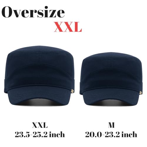 FASHIXD Army XXL Hat Military Cap Plus Size Hats for Men Short Bill Hat Cadet Cap - color: Dark Blue, size: XX-Large