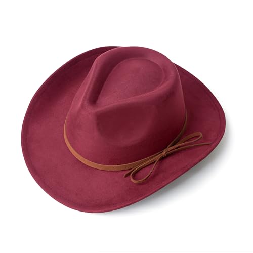 Suede Cowboy Hat for Women & Men Classic Western Hats - color: Pink