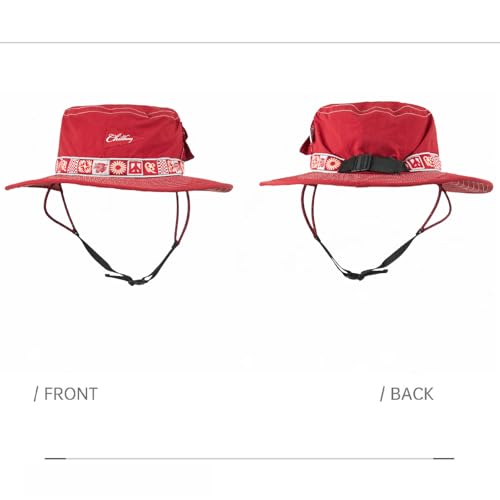Color-Blocked Fisherman Style Sun Hat for Outdoor Camping, Surfing & Vacations - Wide Brim, UV Protective, Anti-Slip - color: A_red