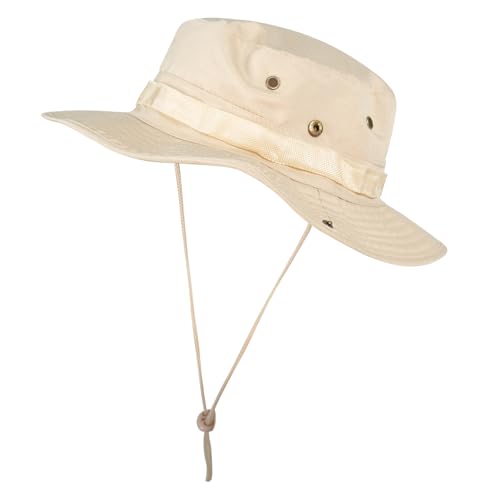 Rosoz Sun Hats for Men Women Bucket Hat UPF Protection Wide Brim Boonie Hat - color: 1pack-beige/(Arm Sleeves)