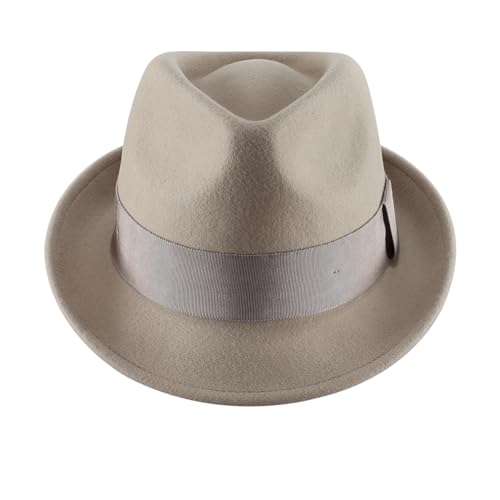 Home Prefer Men's Wool Felt Winter Hat Short Brim Fedora Hat - color: Clay, size: 7 3/8