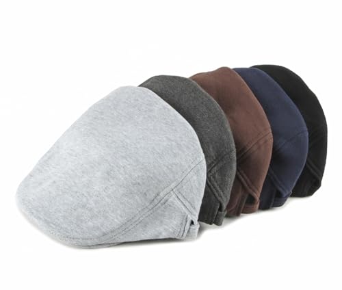 Quanhaigou Men's Cotton Flat Ivy Gatsby Newsboy Driving Hat Adjustable Irish Cabbie Ivy Driving Hunting Cap - color: Cotton Light Grey