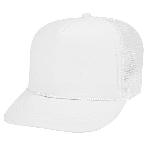 OTTO Polyester Foam Front Youth 5 Panel High Crown Trucker Hat - color: White