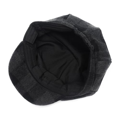 ZLYC Women Classic Newsboy Cap Visor 8 Panel Gatsby Cabbie Paperboy Hat - color: Plaid Dark Gray