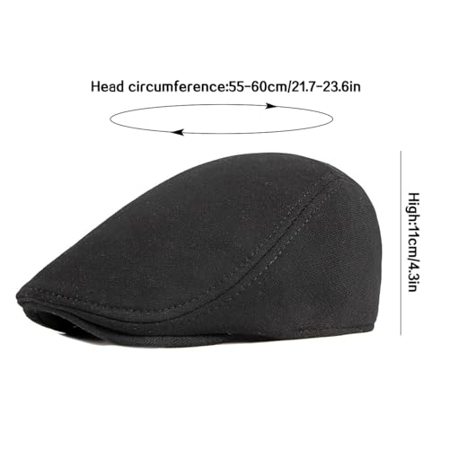 XYIYI Men Newsboy Cap Cotton Beret Hat Flat Ivy Gatsby Driving Cabbie Cap - color: Black
