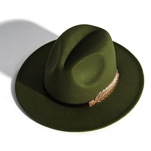 Women's Wide Brim Fedora Panama Hat - color: Green-1