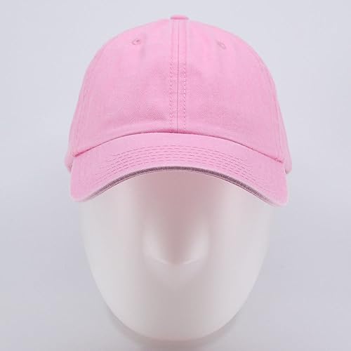 Plain Washed Cotton Adjustable 6 Panel Dad Hat Baseball Cap - color: Pink