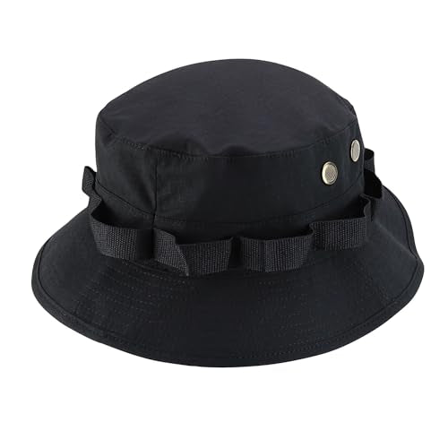 Armycrew Ripstop Fabric Jungle Combat Boonie Hat Fits upto 2XL - color: Black, size: Medium
