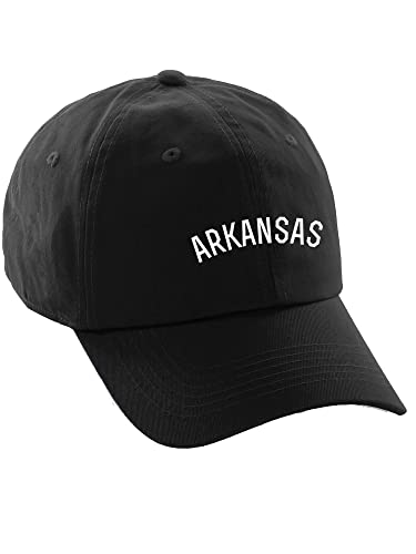 Daxton USA Cities Baseball Dad Hat Cap Cotton Unstructure Low Profile Strapback - color: Arkansas Black White