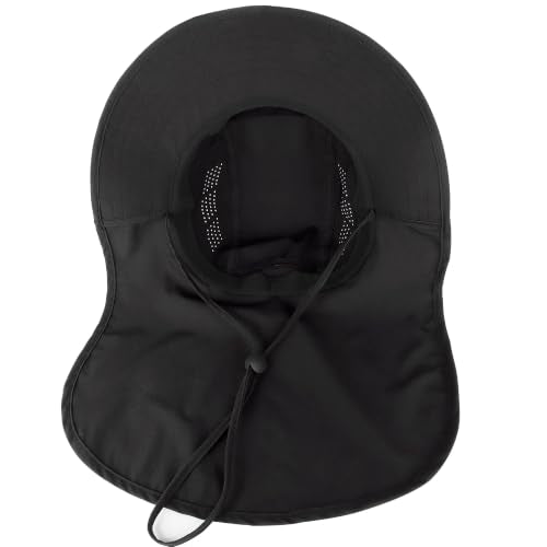 Connectyle UPF 50+ Sun Hat with Neck Flap Wide Brim Bucket Hats Breathable Fishing Hiking Gardening Safari Hat for Men Women - color: Black