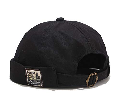Mens Cotton Brimless Skullcap Sailor Cap Rolled Cuff Retro Beanie Hat - color: Pink,black, size: One Size