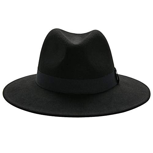 Daesan Gangster Hat For Men Women Wide Brim Fedora Hats Roaring 20s Costume - color: A2-black