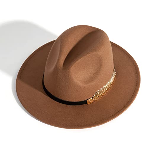 Women's Wide Brim Fedora Panama Hat - color: Khaki