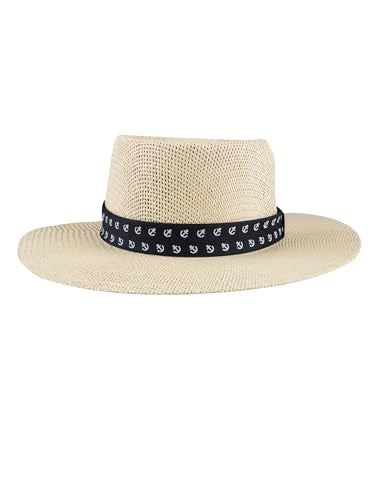 Dockers Men's Straw Fedora and Panama Hat - color: Tan/Navy, size: Large-X-Large