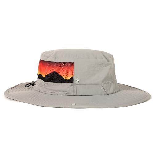 TOP-EX Wide Brim Bucket Sun Hat for Men & Women, Quick-Dry Boonie Hat, Mesh - color: Light Gray/Sunset Peaks Mesh, size: X-Large-XX-Large