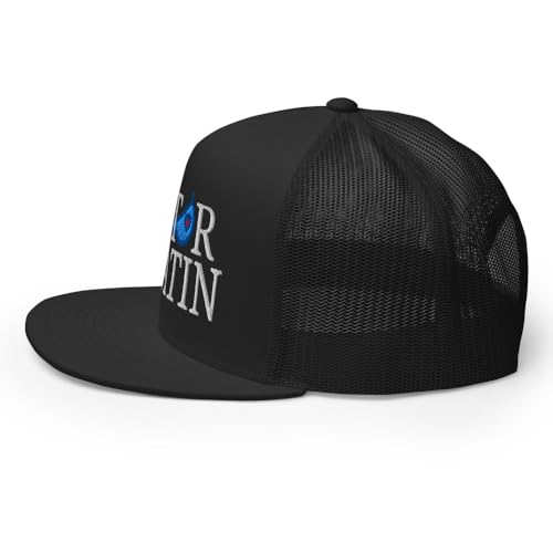 NX Motor Boatin Embroidered Flat Bill Trucker Hat High Crown Snapback Cap - color: Black