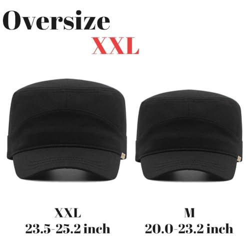 FASHIXD Army XXL Hat Military Cap Plus Size Hats for Men Short Bill Hat Cadet Cap - color: Black, size: Medium