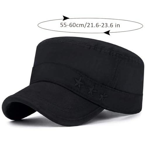 Cadet Hat Flat Top Hats Army Military Caps for Men Women - color: Black 7