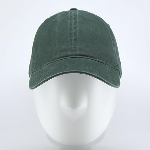 The Vintage Year Washed Cotton Low Profile Dad Hat, 6 Panel Soft Crown Baseball Cap, Brass Buckle, One Size Fits Most - color: Faded Dark Green